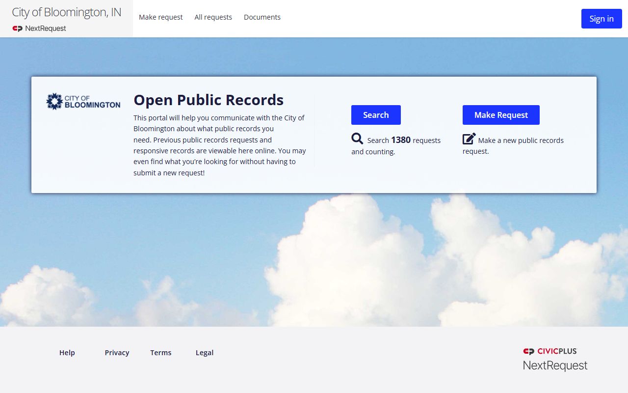 Bloomington Indiana city clerk public records