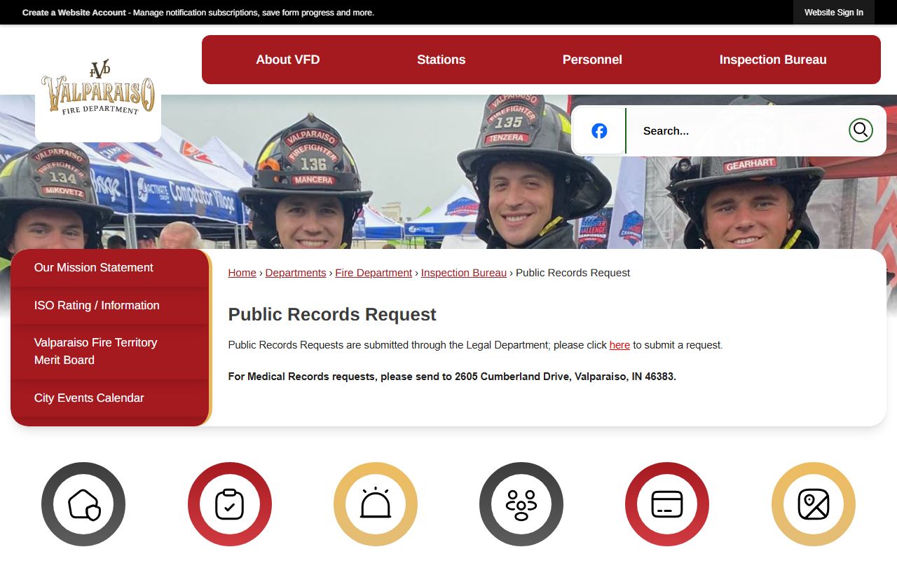 Valparaiso Indiana public records request portal
