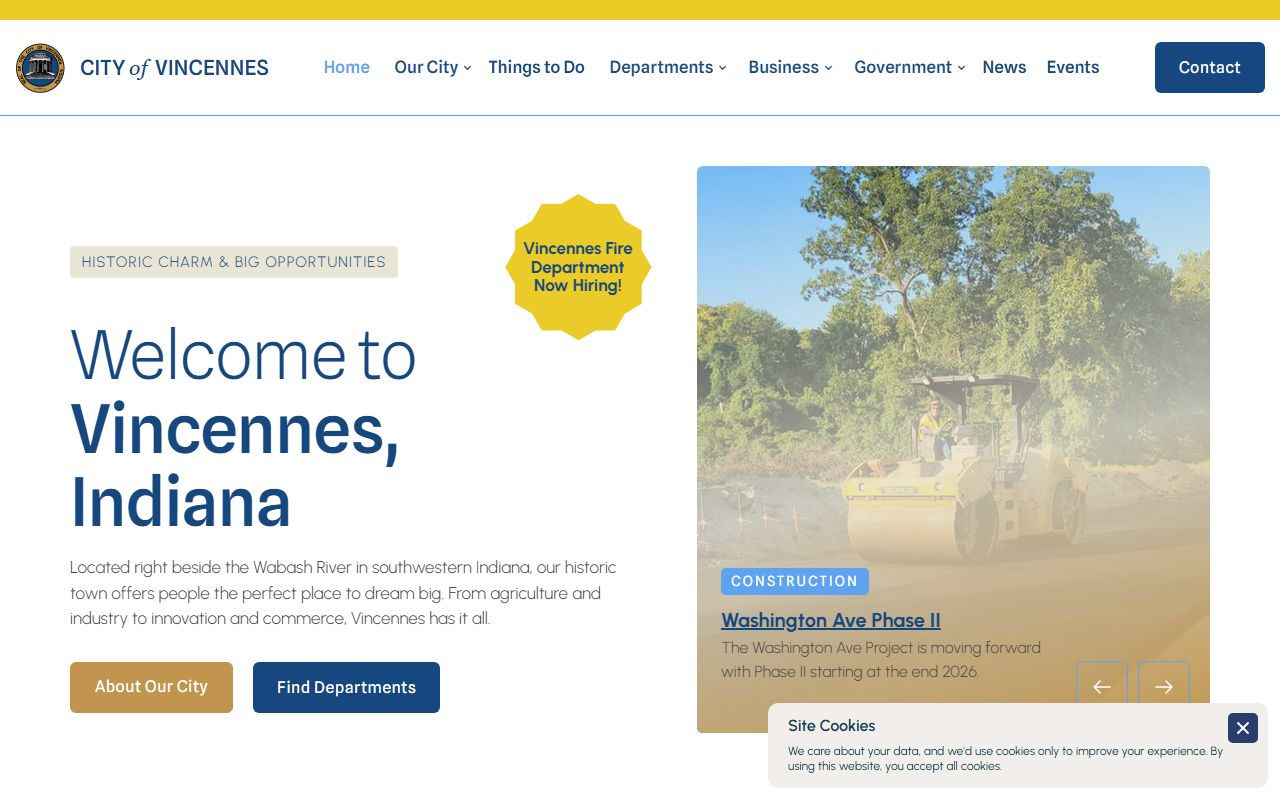 Vincennes Indiana city records and public information