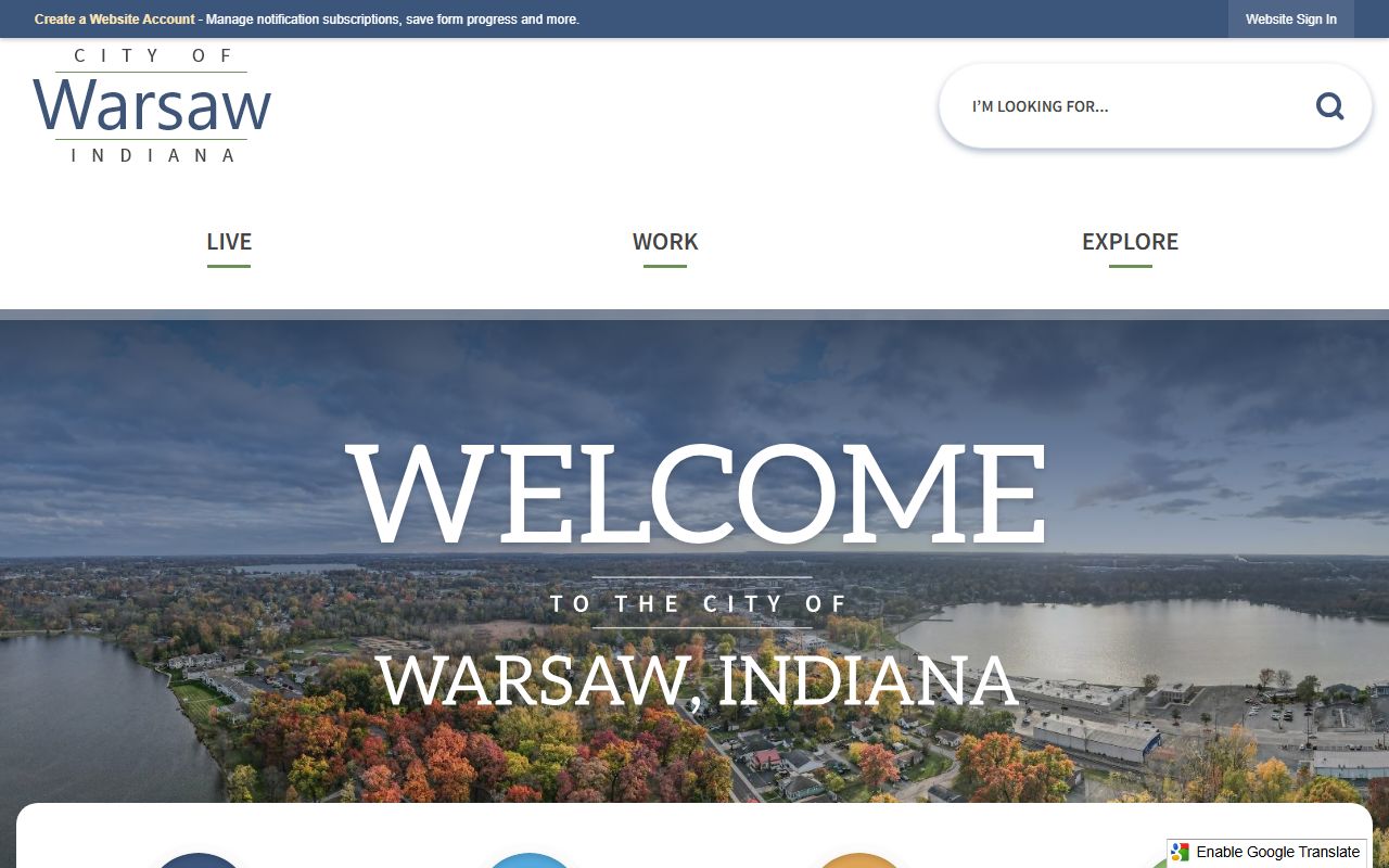 City of Warsaw Indiana official website