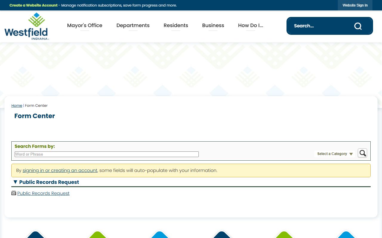 Westfield Indiana public records request form