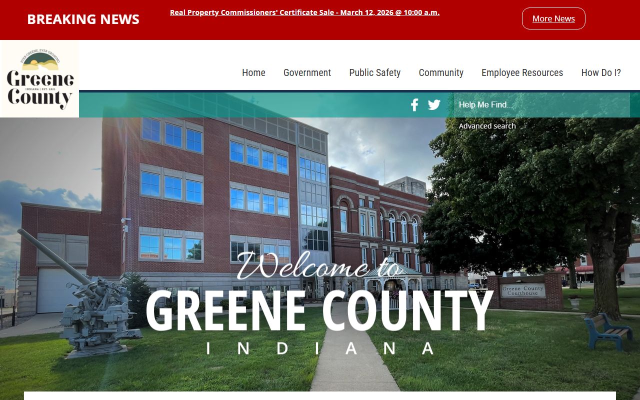 Greene County Indiana government homepage for public records