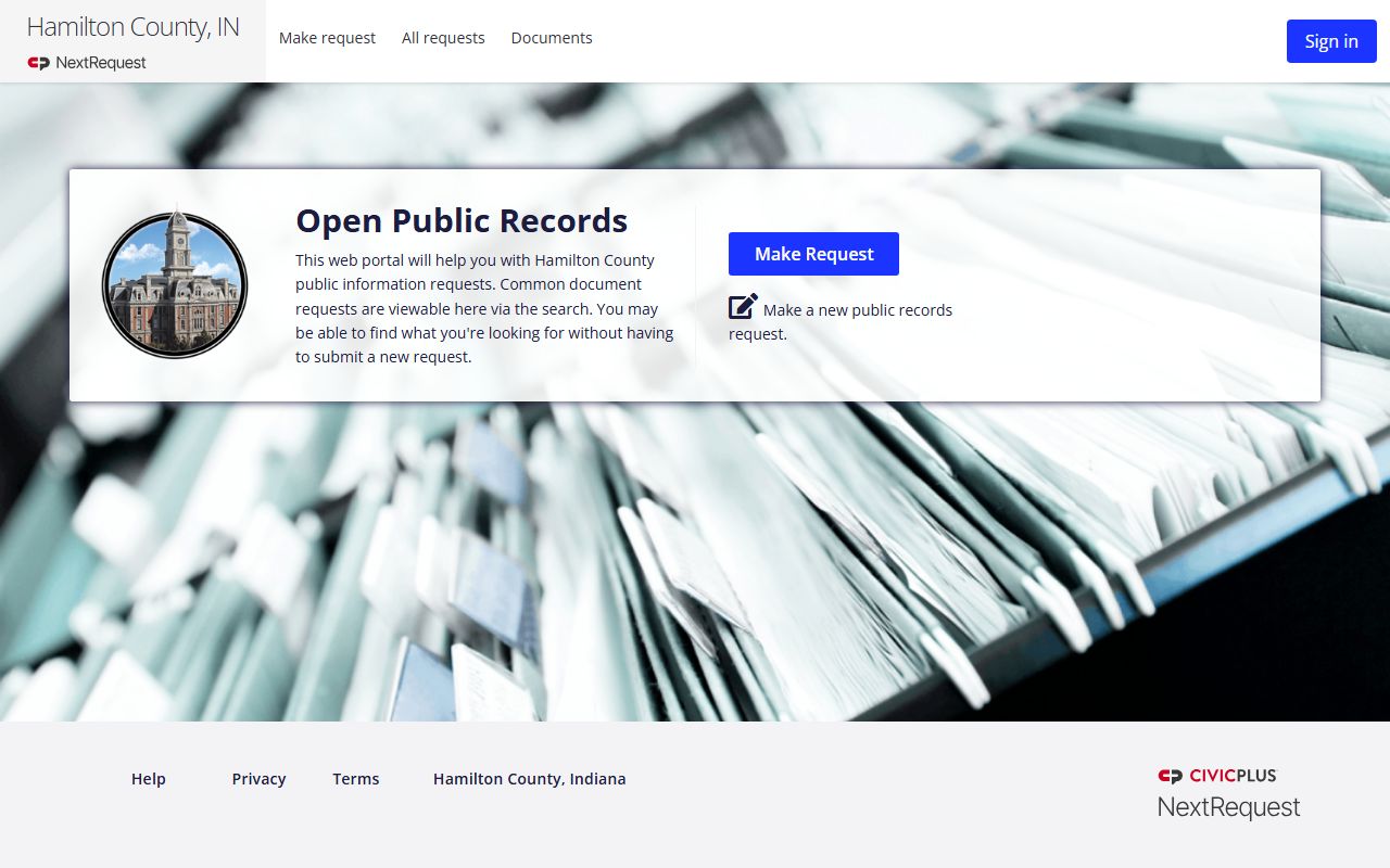 Hamilton County Indiana public records request portal