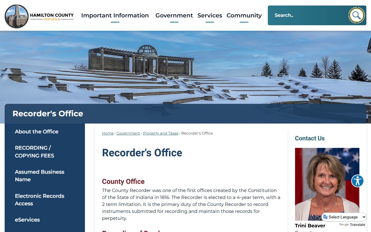 Hamilton County Indiana recorder office for property records