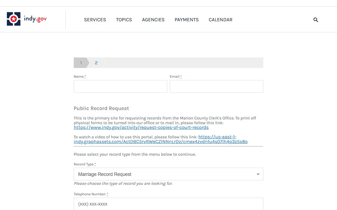 Marion County Clerk online record request form
