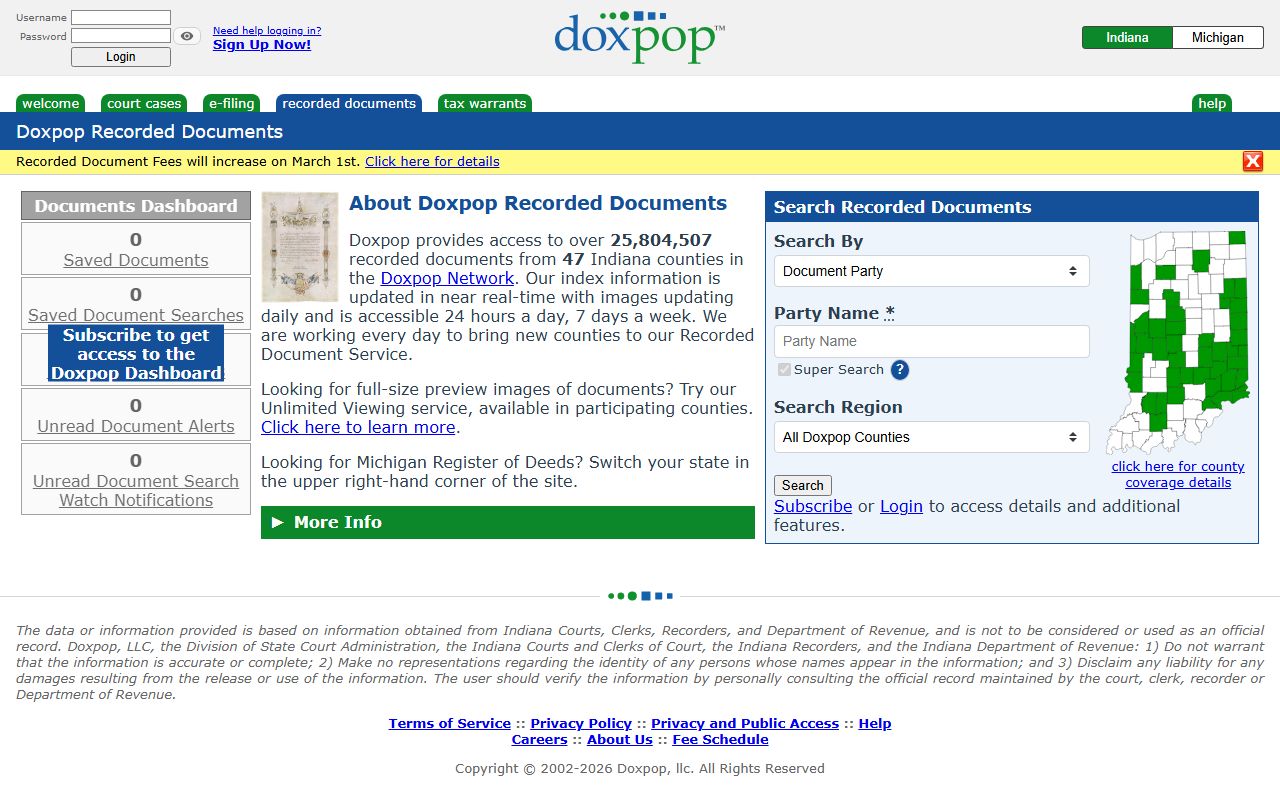 Doxpop Indiana property records search database