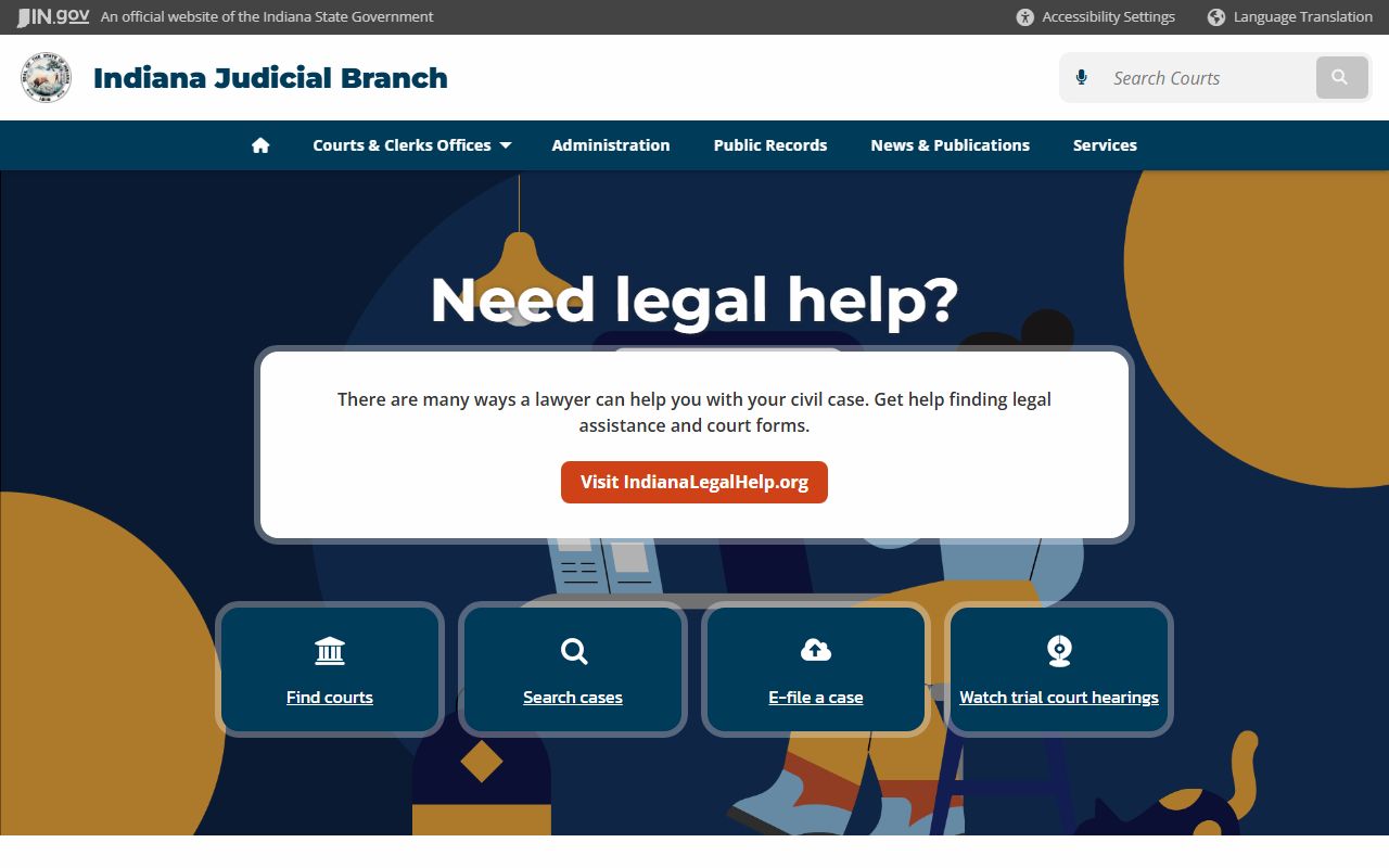 Indiana Courts portal public records access